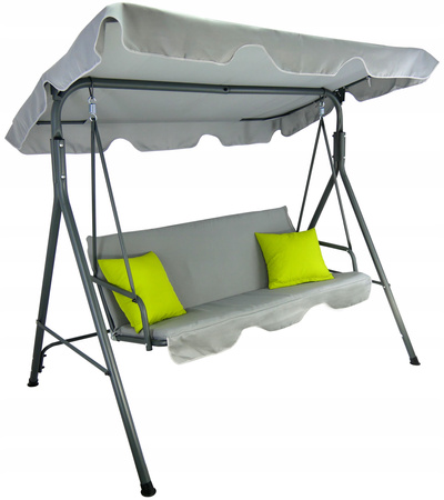 LEAGĂ DE GRĂDINĂ A-TYPE 170 x 118 x 153 cm GRI CU PERNE VERZI ȘI SUPORTURI PENTRU CEAIURI *9987