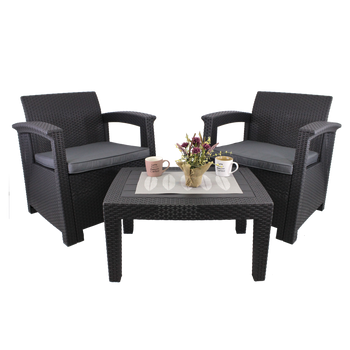 GARDEN FURNITURE SET - ANTHRACITE (2 CHAIRS, TABLE) *0852