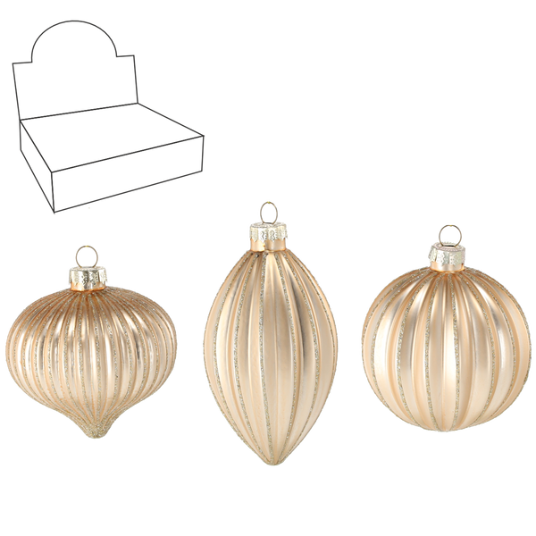 GLASS ORNAMENT - GOLD MIXED PATTERNS