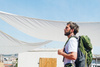 BEIGE TRIANGULAR SUNSHADE SAIL 3 X 3 X 3M