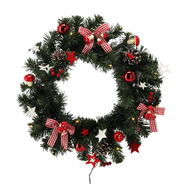 WIENIEC ŚWIĄTECZNY 15 LED 40 CM CZERWONO-BIAŁY *0790