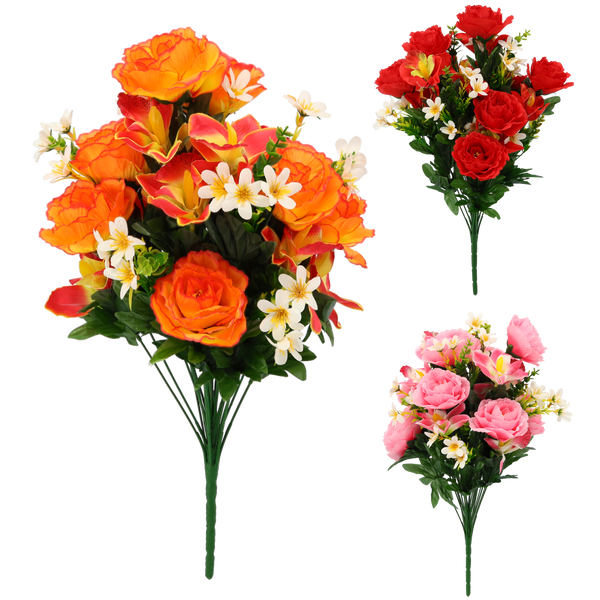 ARTIFICIAL BRANCH - ROSES AND ORCHIDS ASSORTED COLOURS