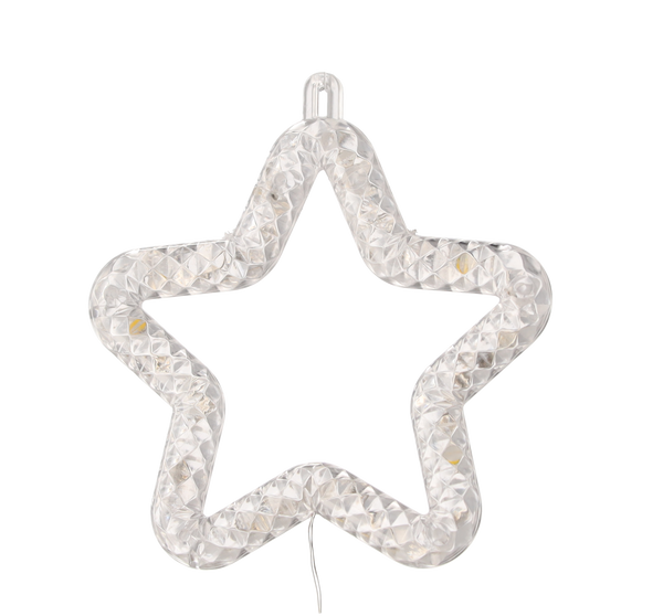 CHRISTMAS RIBBON LED WITH STAR SILVER WARM WHITE