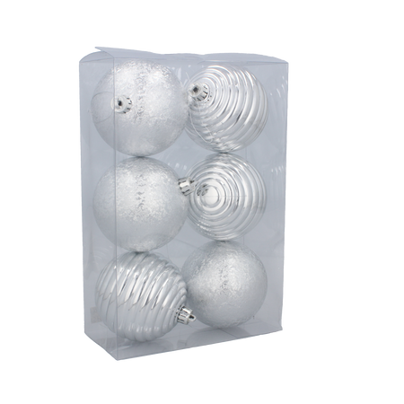 Set de 6 ornamente de Crăciun 8 cm roșu/auriu/silver *7276