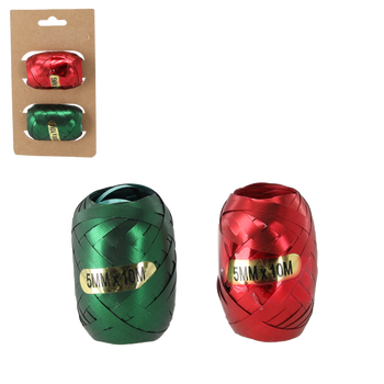SET DE 2 RIBBONI PENTRU ÎMPACHETARE CADOURI - ROȘU / VERDE pachet=24buc. *7656
