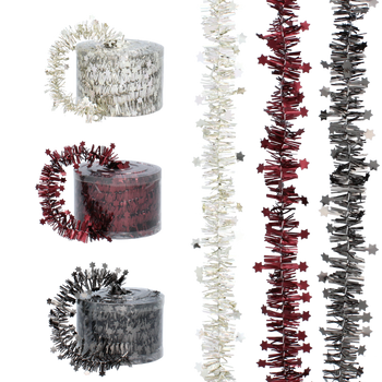 ŘETĚZ NA STROMEK 7M S Hvězdami BURGUND/ANTHRACIT/ŠAMPÁN *3348