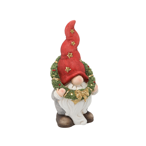 FIGURINE OF THE NATIVITY SCENE - GNOME WITH WREATH 19 X 17 X 40 CM LED