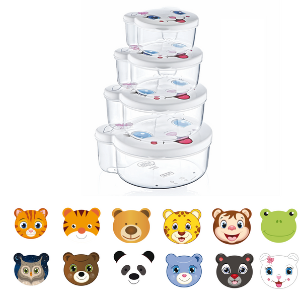 Sada 4 nádob s mixom zvieratiek *5180