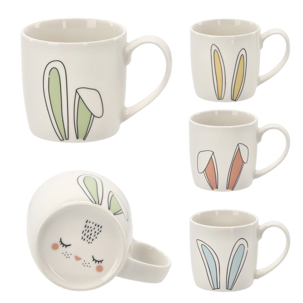 KUBEK PORCELANOWY 270 ML USZY ZAJĄCA Z BUŹKĄ NA DNIE opak=12szt *7888