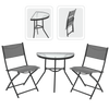 BALCONY FURNITURE SET - HALF TABLE + 2 FOLDING CHAIRS - GREY