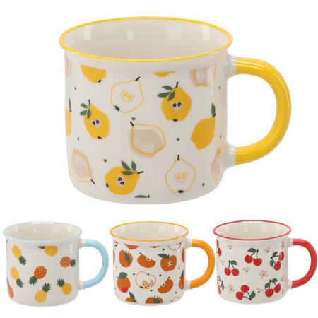 KUBEK PORCELANOWY 355ML OWOCE MIX WZORÓW opak=12szt *6040