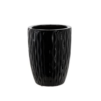 CERAMIC COVER FOR A POT 24,5 x 24,5 x 33 CM BLACK GLOSS