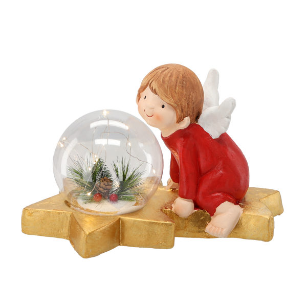 FIGURKA BOŻONAR. - ANIOŁEK Z KULĄ LED 36,5 x 21,5 x 23,5 CM opak=1 szt *5135