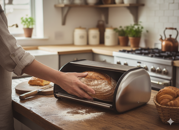 BREAD BOX GINEPRO - SILVER METAL 36X23X14,5 CM