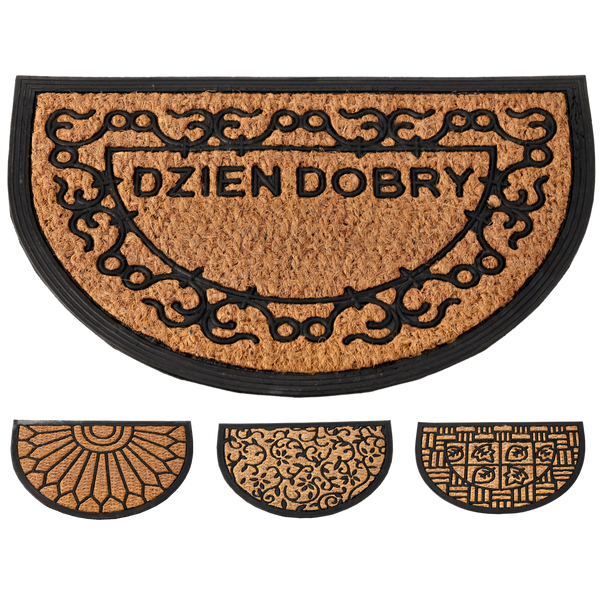 HALF ROUND RUBBER + COCONUT DOORMAT 40X60
