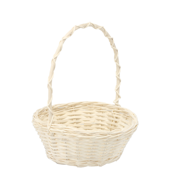 RATTAN BASKET 20/14 x 8/24 CM WITH HANDLE - WHITE