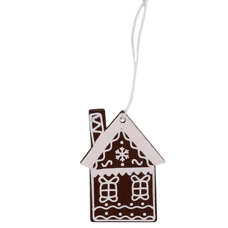 SET OF 18 WOODEN CHRISTMAS DECORATIONS DARK BROWN ASSORTED 3 DESIGNS HOUSES