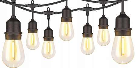 ZAHRADNÍ GIRLANDA S OVLADAČEM 12 V DÉLKA 0,6 + 14,4 M FILAME 15 LED TEPLÁ BÍLÁ S DRŽÁKY *1267