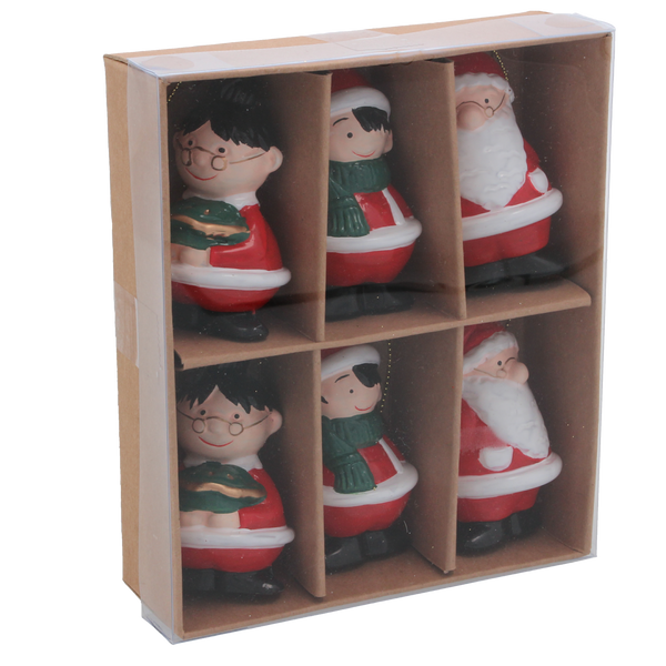 SET OF 6 CHRISTMAS ORNAMENTS - MIX OF PATTERNS 7CM