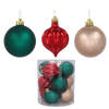 SET OF 12 BAUBLES 6 CM RED/GOLD/GREEN