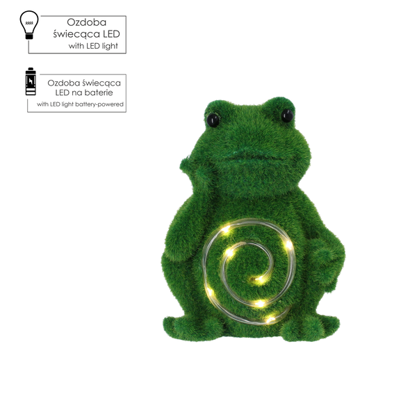 Záhradná FIGÚRKA - ŽABA S LESKLYM BRUCHOM 12,5 x 10,5 x 16,5 CM LED bal=4ks *7638