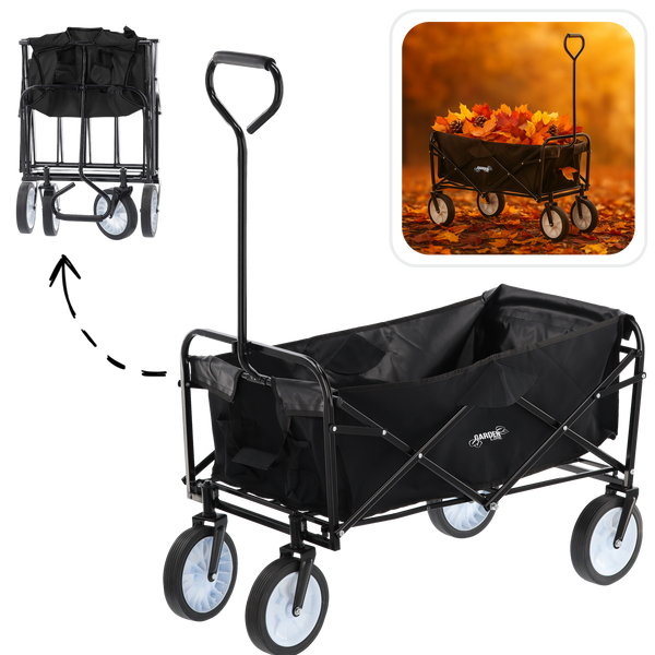 WÓZEK OGRODOWY CZARNY SKŁADANY 116x54x90cm *2426