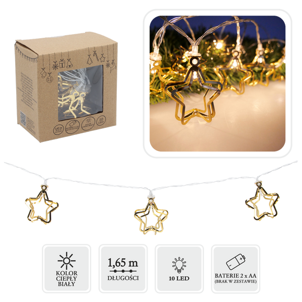 LANTERNĂ LED AURIE DIN METAL - STEA 3D 10L PE BATERII *4109