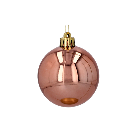 SET OF 12 BAUBLES 6 CM OLIVE/COPPER/GRAPHITE MIX DESIGNS