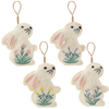 EASTER DECORATION - HANGING 6,5 x 9 CM BUNNY WITH FLOWERS MIX 4 DESIGNS pack=12pcs
