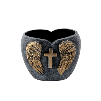 HEART CEMENT POT - DARK GREY GOLD 20 X 15 X 16,5 CM