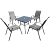 ZESTAW MEBLI OGRODOWYCH - 4 KRZESŁA + KWADRATOWY STOLIK - SZARY
