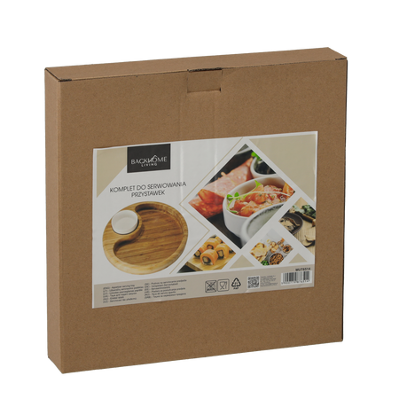 SET PENTRU SERVIRE A APERITIVELOR - TAVIȚĂ CIRCULARĂ CU BOL 25 x 3,5 CM *6514