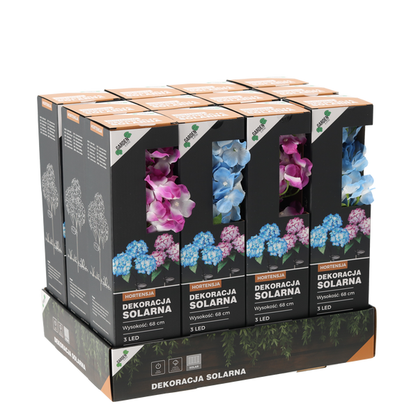 LAMPA SOLARĂ H 68 CM HORTENSIE 3 LED ALB RECE MIX DE CULORI disp=12buc *4699