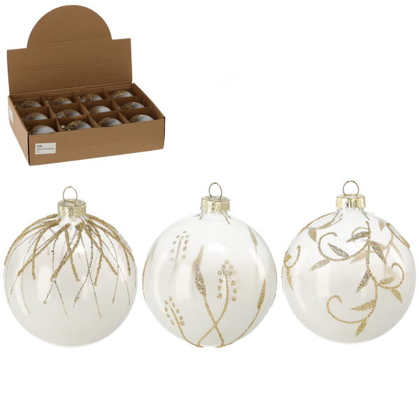 BOMBĂ DIN sticlă - MĂLĂZITĂ DECORATĂ 8 CM MIX DE MODELE disp=12buc *4808