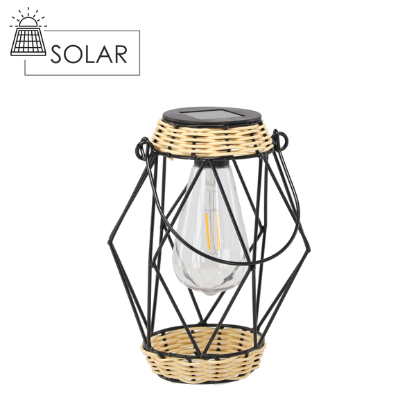 SOLÁRNY METALOVÝ LAMPION ČIERNY 22 CM LED *5924