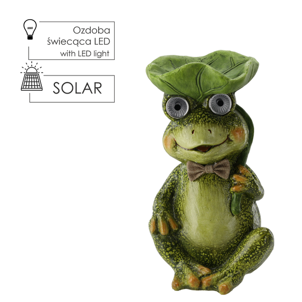 ZAHRADNÍ FIGURKA - ŽÁBA KRMÍTKA S SVÍTÍCÍMI OČIMA 21,5 x 20 x 35,5 CM LED *7218