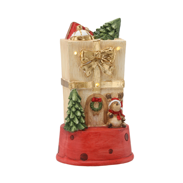 FIGURINE OF THE NATIVITY SCENE - HOUSE WITH REINDEER 22 X 21 X 40 CM LED 