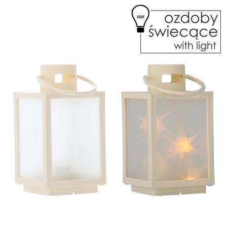 Vianočný lampión 11 x 11 x 20,5 CM S LED VLOŽKOU S 3D EFEKTOM BIELY *2546