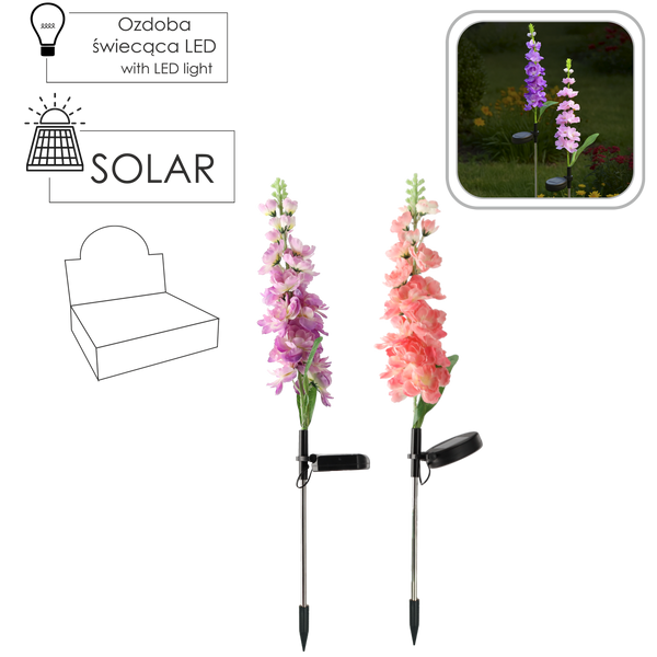 LAMPA SOLARNA H 70 CM MIECZYK 15 LED CIEPŁY BIAŁY MIX KOLORÓW disp=12szt *4729