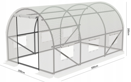 Tunel de grădină 3-segmentat alb 4 x 2,5 x 2 M *5590