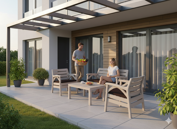 ZESTAW MEBLI OGRODOWYCH CAPPUCCINO "SANTANA" (2x FOTEL, ŁAWKA 2os.)