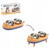SET OF 2 STAINLESS STEEL BOWLS FOR DOG / CAT ON STAND 41 X 20.5 X 15 CM