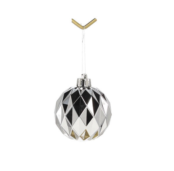 SET OF 6 SHINY BAUBLES 6 CM RED/GOLD/SILVER