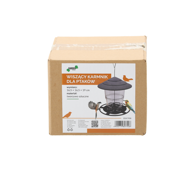 HANGING PLASTIC BIRD FEEDER 16.5 X 16.5 X 19 CM