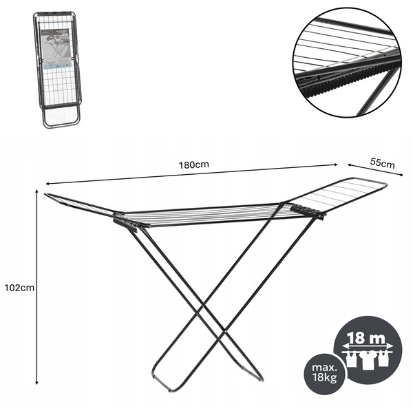 Uscător de rufe IDA cu două suporturi pentru șosete 180 x 55 x 102 CM *1167