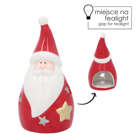 FIGURINĂ RELIGIOASĂ - MOȘ CRĂCIUN CU LOC PENTRU TEALIGHT 7,8 x 7,5 x 14,8 CM pachet=6 buc *5715