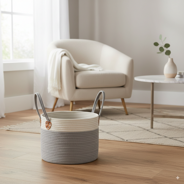 COS DE RÂNDUL LA SPALAT/JUCĂRII 30 x 24 CM ROTUND GRI Mărime S *5011