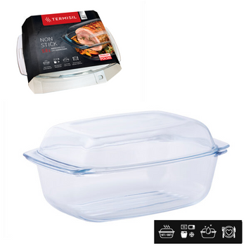 VASCĂ OBLONGĂ TERMOREZISTENTĂ PENTRU GRĂTAR 5,8L CU CAPAC *0576*