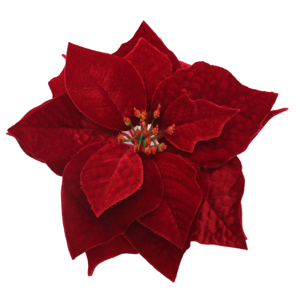 ARTIFICIAL FLOWER - POINSETTIA 25 CM ON CLIP DARK RED