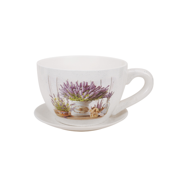 CERAMIC PLANT POT CUP 33 x 25,5 x 18 CM WHITE MIXED PATTERNS